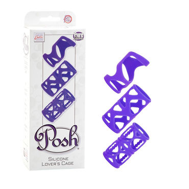California Exotic Posh Silicone Lovers Cages, фиолетовый, Силиконовые насадки на пенис California Exotic Posh Silicone Lovers Cages, фиолетовый, Силиконовые насадки на пенис