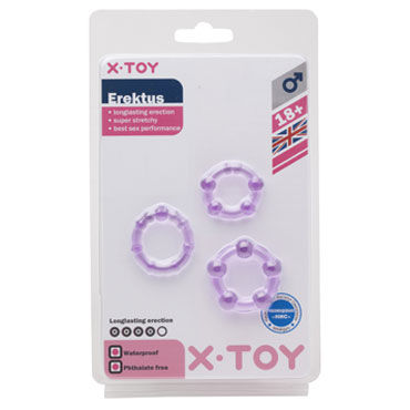 X-Toy Erektus III, фиолетовый - Набор эрекционных колец - купить в секс шопе X-Toy Erektus III, фиолетовый - Набор эрекционных колец - купить в секс шопе