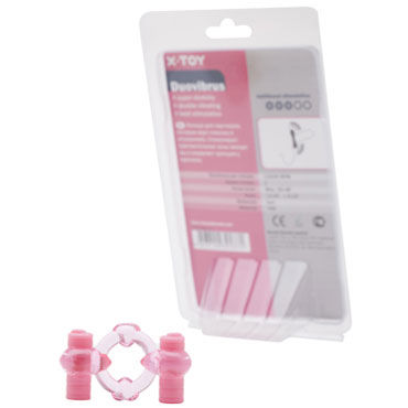 X-Toy Duovibrus III, розовое, Эрекционное кольцо с двумя виброэлементами X-Toy Duovibrus III, розовое, Эрекционное кольцо с двумя виброэлементами