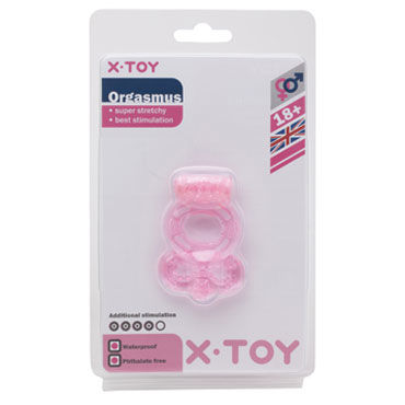 X-Toy Orgasmus I, розовое - Эрекционное виброкольцо с петлей для мошонки - купить в секс шопе X-Toy Orgasmus I, розовое - Эрекционное виброкольцо с петлей для мошонки - купить в секс шопе