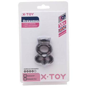 X-Toy Orgasmus I, серое - Эрекционное виброкольцо с петлей для мошонки - купить в секс шопе X-Toy Orgasmus I, серое - Эрекционное виброкольцо с петлей для мошонки - купить в секс шопе