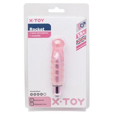 X-Toy Rocket, розовая, Вибропуля с насадкой X-Toy Rocket, розовая, Вибропуля с насадкой