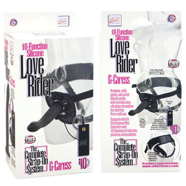 California Exotic Love Rider G-Caress, черный - Страпон унисекс с вибрацией - купить в секс шопе California Exotic Love Rider G-Caress, черный - Страпон унисекс с вибрацией - купить в секс шопе