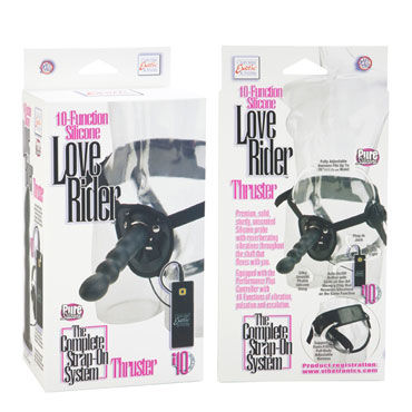California Exotic Love Rider Thruster, черный - Страпон унисекс с вибрацией - купить в секс шопе California Exotic Love Rider Thruster, черный - Страпон унисекс с вибрацией - купить в секс шопе