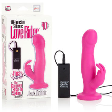 California Exotic Love Rider Jack Rabbit, розовый, Страпон к трусикам с вибрацией California Exotic Love Rider Jack Rabbit, розовый, Страпон к трусикам с вибрацией