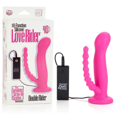 California Exotic Love Rider Double Riders, розовый, Анально-вагинальный страпон к трусикам California Exotic Love Rider Double Riders, розовый, Анально-вагинальный страпон к трусикам