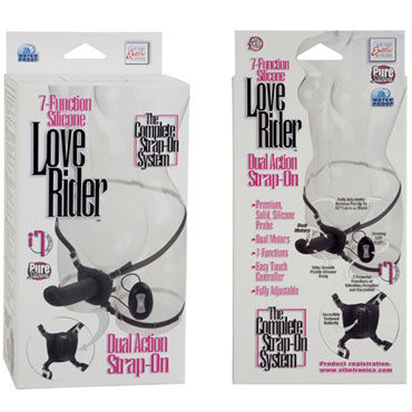 California Exotic Love Rider Dual Action Strap-On, черный - Женский страпон с креплением - купить в секс шопе California Exotic Love Rider Dual Action Strap-On, черный - Женский страпон с креплением - купить в секс шопе