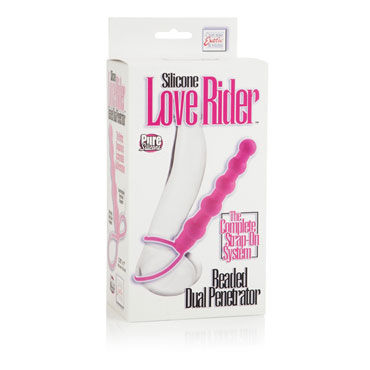 California Exotic Love Rider Beaded Dual Penetrator, розовый - Мужской безремневой страпон - купить в секс шопе California Exotic Love Rider Beaded Dual Penetrator, розовый - Мужской безремневой страпон - купить в секс шопе
