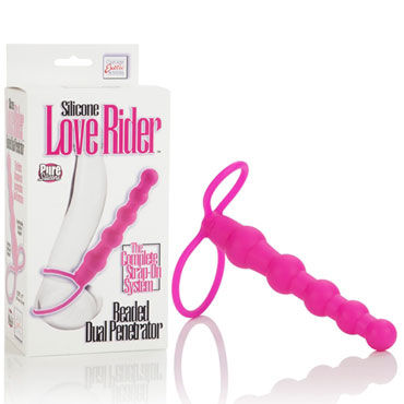 California Exotic Love Rider Beaded Dual Penetrator, розовый, Мужской безремневой страпон California Exotic Love Rider Beaded Dual Penetrator, розовый, Мужской безремневой страпон