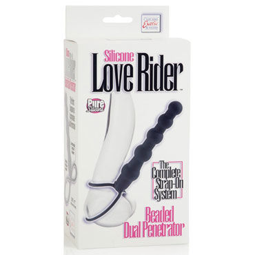 California Exotic Love Rider Beaded Dual Penetrator, черный - Мужской безремневой страпон - купить в секс шопе California Exotic Love Rider Beaded Dual Penetrator, черный - Мужской безремневой страпон - купить в секс шопе
