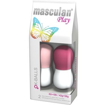 Masculan Ok-Balls, розово-белый, Два вагинальных шарика в комплекте Masculan Ok-Balls, розово-белый, Два вагинальных шарика в комплекте