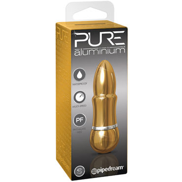 Pipedream Pure Aluminium Gold Small, Эксклюзивный вибратор небольшого размера Pipedream Pure Aluminium Gold Small, Эксклюзивный вибратор небольшого размера