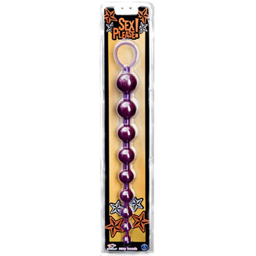 Topco Sex Please! Sexy Beads, фиолетовый, Анальные шарики с кольцом-держателем Topco Sex Please! Sexy Beads, фиолетовый, Анальные шарики с кольцом-держателем