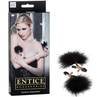 California Exotic Entice Feather Nipplettes, Зажимы с пухом для сосков California Exotic Entice Feather Nipplettes, Зажимы с пухом для сосков