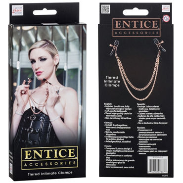 California Exotic Entice Tiered Intimate Clamps - Зажимы с цепями для сосков - купить в секс шопе California Exotic Entice Tiered Intimate Clamps - Зажимы с цепями для сосков - купить в секс шопе