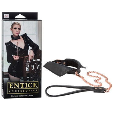 California Exotic Entice Chelsea Collar with Leash, Ошейник-воротничок с поводком California Exotic Entice Chelsea Collar with Leash, Ошейник-воротничок с поводком