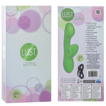Jopen Lust L17, зеленый - Вибромассажер со стимулятором клитора - купить в секс шопе Jopen Lust L17, зеленый - Вибромассажер со стимулятором клитора - купить в секс шопе