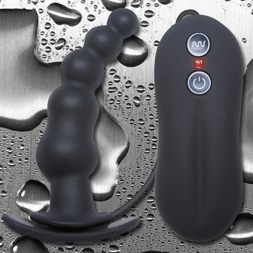 NS Novelties Tinglers Plug I, черный - Изогнутая вибропробка с ограничителем - купить в секс шопе NS Novelties Tinglers Plug I, черный - Изогнутая вибропробка с ограничителем - купить в секс шопе
