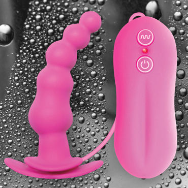 NS Novelties Tinglers Plug I, розовый - Изогнутая вибропробка с ограничителем - купить в секс шопе NS Novelties Tinglers Plug I, розовый - Изогнутая вибропробка с ограничителем - купить в секс шопе
