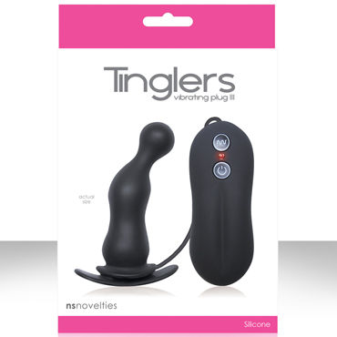 NS Novelties Tinglers Plug III, черный, Анальная вибропробка изогнутой формы NS Novelties Tinglers Plug III, черный, Анальная вибропробка изогнутой формы