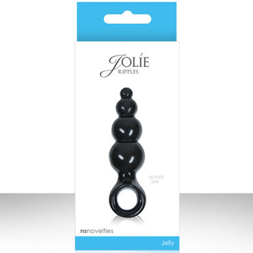 NS Novelties Jolie Ripples, черный, Анальная пробка мини с держателем NS Novelties Jolie Ripples, черный, Анальная пробка мини с держателем