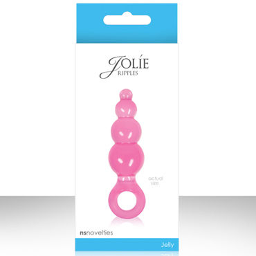 NS Novelties Jolie Ripples, розовый, Анальная пробка мини с держателем NS Novelties Jolie Ripples, розовый, Анальная пробка мини с держателем