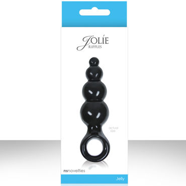 NS Novelties Jolie Ripples, черный, Малая анальная пробка с держателем NS Novelties Jolie Ripples, черный, Малая анальная пробка с держателем