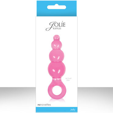 NS Novelties Jolie Ripples, розовый, Малая анальная пробка с держателем NS Novelties Jolie Ripples, розовый, Малая анальная пробка с держателем