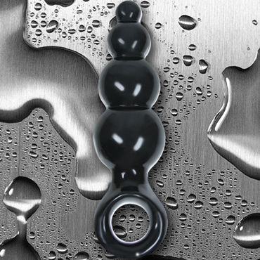 NS Novelties Jolie Ripples, черный - Средняя анальная пробка с держателем - купить в секс шопе NS Novelties Jolie Ripples, черный - Средняя анальная пробка с держателем - купить в секс шопе