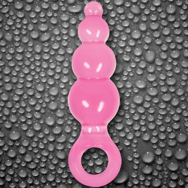 NS Novelties Jolie Ripples, розовый - Средняя анальная пробка с держателем - купить в секс шопе NS Novelties Jolie Ripples, розовый - Средняя анальная пробка с держателем - купить в секс шопе