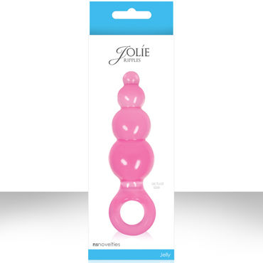 NS Novelties Jolie Ripples, розовый, Средняя анальная пробка с держателем NS Novelties Jolie Ripples, розовый, Средняя анальная пробка с держателем