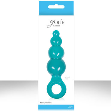 NS Novelties Jolie Ripples, голубой, Средняя анальная пробка с держателем NS Novelties Jolie Ripples, голубой, Средняя анальная пробка с держателем