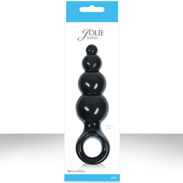NS Novelties Jolie Ripples, черный, Большая анальная пробка с держателем NS Novelties Jolie Ripples, черный, Большая анальная пробка с держателем