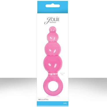 NS Novelties Jolie Ripples, розовый, Большая анальная пробка с держателем NS Novelties Jolie Ripples, розовый, Большая анальная пробка с держателем