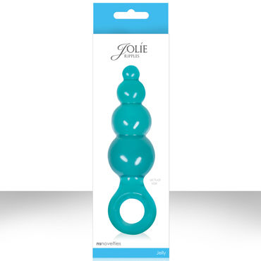 NS Novelties Jolie Ripples, голубой, Большая анальная пробка с держателем NS Novelties Jolie Ripples, голубой, Большая анальная пробка с держателем