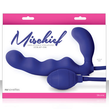 NS Novelties Mischief, синий, Безремневой страпон с грушей NS Novelties Mischief, синий, Безремневой страпон с грушей