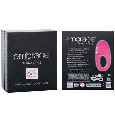 California Exotic Embrace Pleasure Ring, розовый - Эрекционное виброкольцо с usb-зарядкой - купить в секс шопе California Exotic Embrace Pleasure Ring, розовый - Эрекционное виброкольцо с usb-зарядкой - купить в секс шопе