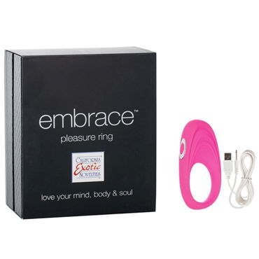California Exotic Embrace Pleasure Ring, розовый, Эрекционное виброкольцо с usb-зарядкой California Exotic Embrace Pleasure Ring, розовый, Эрекционное виброкольцо с usb-зарядкой