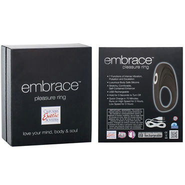 California Exotic Embrace Pleasure Ring, серый - Эрекционное виброкольцо с usb-зарядкой - купить в секс шопе California Exotic Embrace Pleasure Ring, серый - Эрекционное виброкольцо с usb-зарядкой - купить в секс шопе