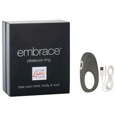 California Exotic Embrace Pleasure Ring, серый, Эрекционное виброкольцо с usb-зарядкой California Exotic Embrace Pleasure Ring, серый, Эрекционное виброкольцо с usb-зарядкой