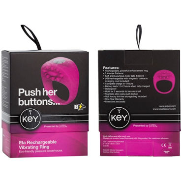 Jopen Key Ela, розовый - Виброкольцо с перезаряжаемым аккумулятором - купить в секс шопе Jopen Key Ela, розовый - Виброкольцо с перезаряжаемым аккумулятором - купить в секс шопе