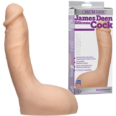 Doc Johnson Vac-U-Lock James Deen Silicone Cock, Реалистичная насадка к трусикам Doc Johnson Vac-U-Lock James Deen Silicone Cock, Реалистичная насадка к трусикам