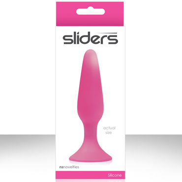 NS Novelties Sliders Silicone Anal Plugs, розовый, Гладкая анальная пробка малого размера NS Novelties Sliders Silicone Anal Plugs, розовый, Гладкая анальная пробка малого размера