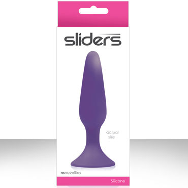 NS Novelties Sliders Silicone Anal Plugs, фиолетовый, Гладкая анальная пробка малого размера NS Novelties Sliders Silicone Anal Plugs, фиолетовый, Гладкая анальная пробка малого размера