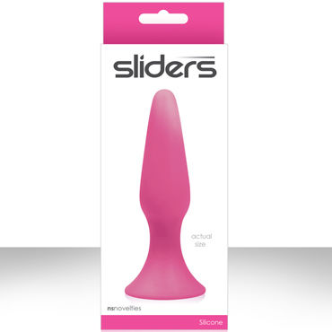NS Novelties Sliders Silicone Anal Plugs, розовый, Гладкая анальная пробка среднего размера NS Novelties Sliders Silicone Anal Plugs, розовый, Гладкая анальная пробка среднего размера