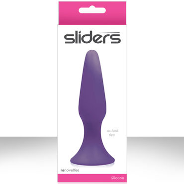 NS Novelties Sliders Silicone Anal Plugs, фиолетовый, Гладкая анальная пробка среднего размера NS Novelties Sliders Silicone Anal Plugs, фиолетовый, Гладкая анальная пробка среднего размера
