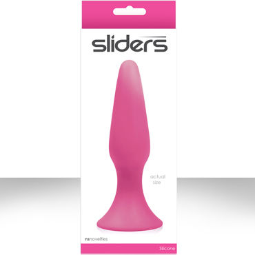 NS Novelties Sliders Silicone Anal Plugs, розовый, Гладкая анальная пробка большого размера NS Novelties Sliders Silicone Anal Plugs, розовый, Гладкая анальная пробка большого размера