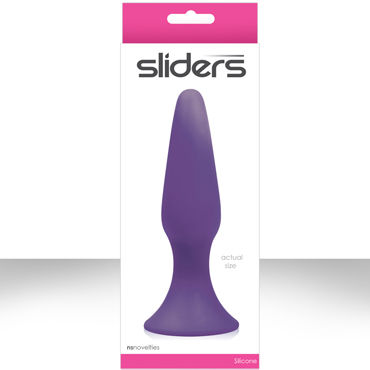 NS Novelties Sliders Silicone Anal Plugs, фиолетовый, Гладкая анальная пробка большого размера NS Novelties Sliders Silicone Anal Plugs, фиолетовый, Гладкая анальная пробка большого размера