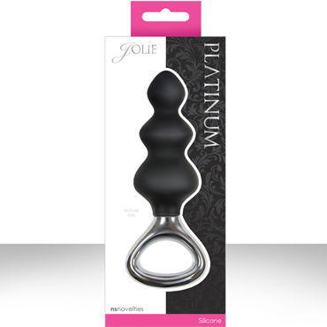 NS Novelties Jolie Platinum Plug, черный, Эргономичная анальная елочка среднего размера NS Novelties Jolie Platinum Plug, черный, Эргономичная анальная елочка среднего размера