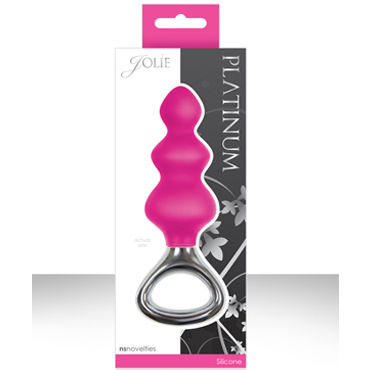 NS Novelties Jolie Platinum Plug, розовый, Эргономичная анальная елочка среднего размера NS Novelties Jolie Platinum Plug, розовый, Эргономичная анальная елочка среднего размера